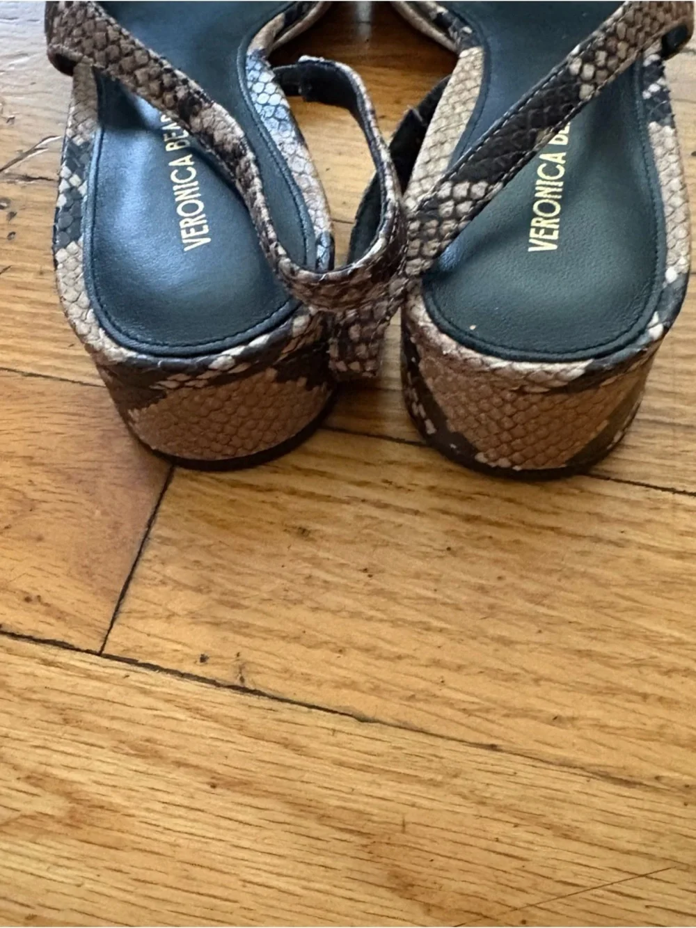 Veronica Beard Snake Print Block Heel Sling Backs Size 6.5